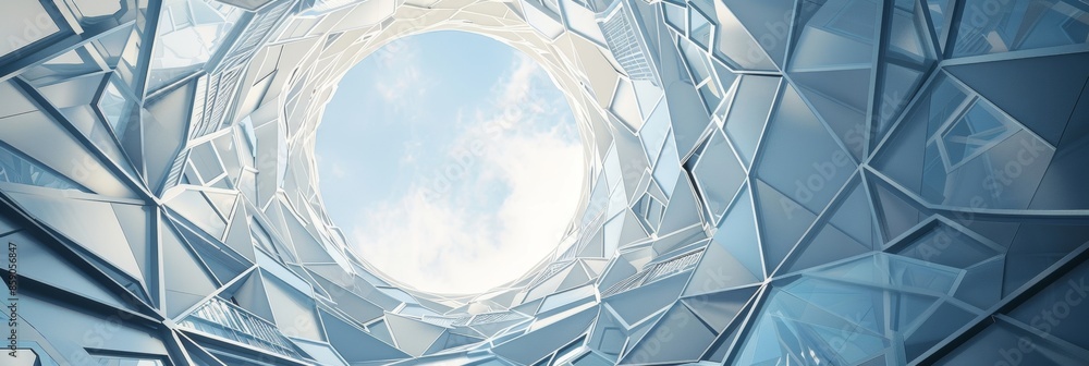Poster A dreamy photograph of a circular frame filled with a labyrinth of interconnected shapes and lines resembling a kaleidoscope.