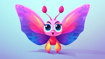 Fototapeta premium Cute Colorful Cartoon Butterfly Character, Generative AI