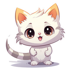 Fototapeta premium Cute Cartoon Cat Holding a Blank Sign with Room for Copy, Generative AI