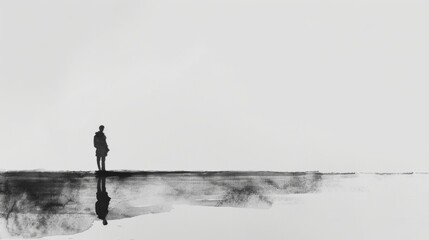 Solitary Figure Watercolor Art.