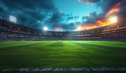 Professional football match is in full swing. Sports, game, stadium, football field, fans, Champions League, dribbling, soccer ball, match, competition. Leisure concept. Generative by AI