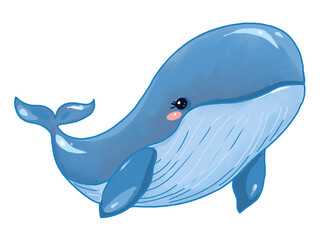 Cute Whale Watercolor Illustration