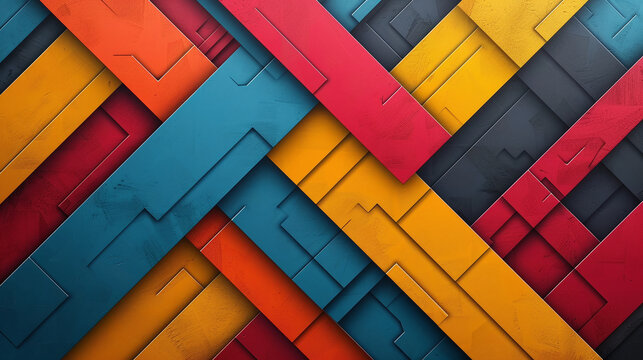 Colorful overlapping striped pattern in a modern geometric style for design ideas. Geometric pattan