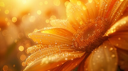 Golden Flower with Dew Drops.