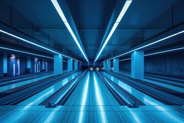 Obraz premium A bowling alley with a few bowling balls on the floor