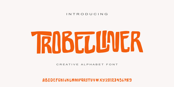 Playful cartoon Font, funky typeface ,children's artwork, creative alphabet font, birthday invitations, playful branding, and carnival typography. Vector illustration