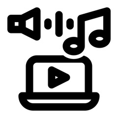 multimedia, media player, video player, music player, entertainment, computer laptop outline icon