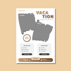 Explore the world travel adventure flyer template. Vector illustration