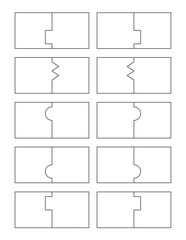 Blank flash cards. Various 2-part puzzle cut templates. Set 3.
