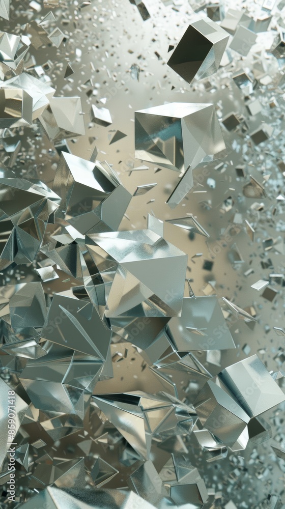Poster a chaotic storm of jagged and irregular octagons evoking a sense of turmoil and unpredictability.
