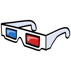 3d Glasses Doodle Drawing Illustration