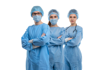 Surgical Team Ready for Operating Room Procedure Isolated on Transparent Background