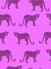 Fototapeta premium Pattern purple leopard on light purple background.