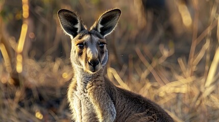 Close-up of a Curious Kangaroo in its Natural Habitat