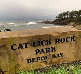 Cat Lick Rock Park, Depoe Bay Oregon Sign