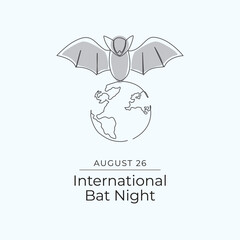 International Bat Night. Line art design. Vector line art. Continuous line. Good for usage template celebration. eps 10.