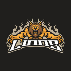 Lions mascot logo design vector with modern illustration concept style for badge, emblem and t shirt printing. Angry lions illustration for sport and esport team.