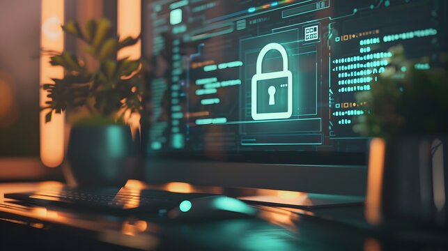 Conceptual image of a secure website interface with a lock icon and a verified badge displayed prominently in the address bar.