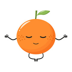 Obraz premium funny character meditates. relaxing orange . cute cartoon character in lotus position
