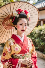 beautyful japanese woman geisha in traditional dress