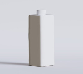 White plastic or carton pack template for beverage juice, milk Packaging. 3D illustration