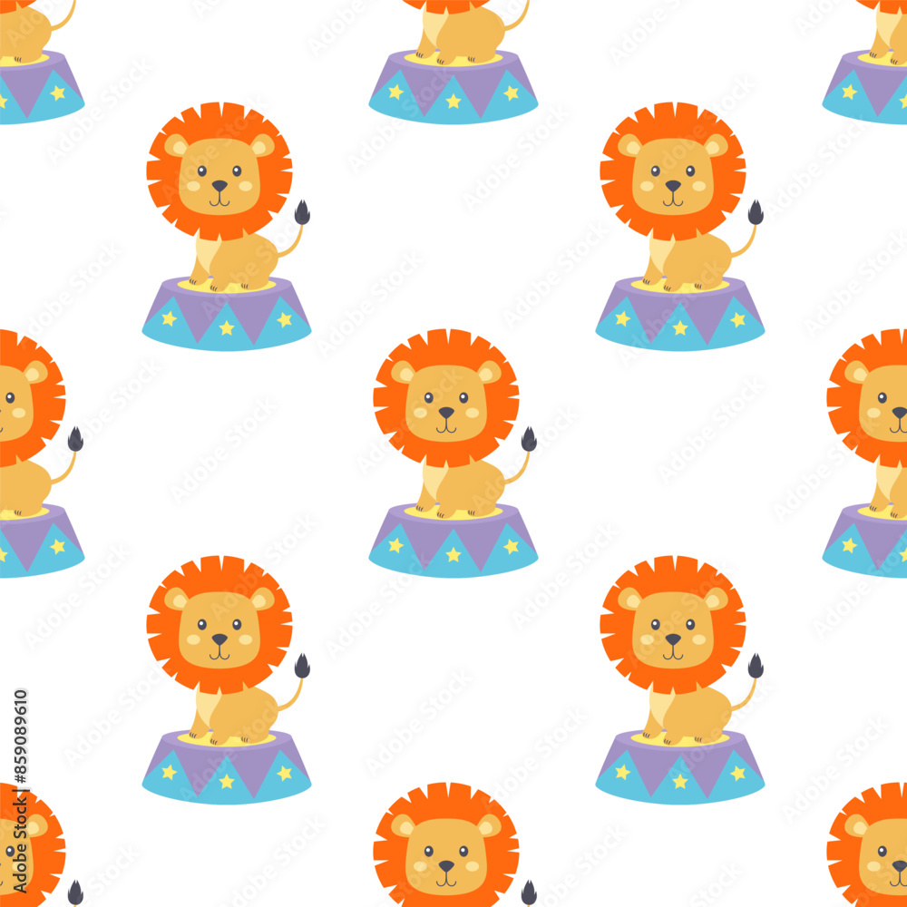 Wall mural seamless pattern with circus lion