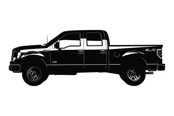 Pickup Truck car silhouette vector