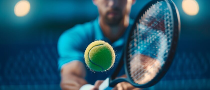 Closeup of a tennis player s swing with French flag colors on the court, realistic textures, vibrant lighting, intense colors, highdefinition capture - Powered by Adobe