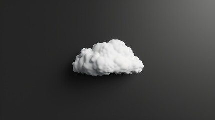 Fototapeta premium Cloud, isolated against a plain, dark background. The cloud has a realistic, fluffy appearance with a soft, white color that contrasts with the background