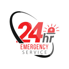 vector 24 hours emergency service concept label
