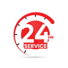 vector 24 hour everyday service sticker with clock vector
