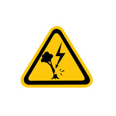 lightning warning sign under the tree icon vector