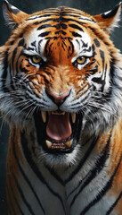 Fototapeta premium Fantasy Illustration of a wild animal tiger. Digital art style wallpaper background.