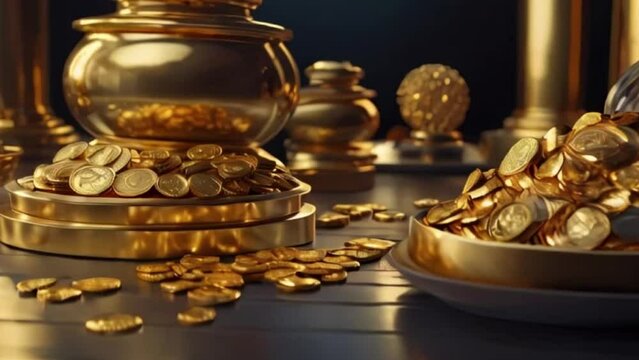 gold treasure with coins