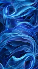 Fototapeta premium Abstract blue wave pattern on dark background, flowing and smooth energy concept