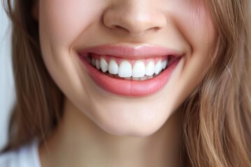 Obraz premium Healthy Teeth Smile of Young Woman. Dental Care and Teeth Whitening Concept