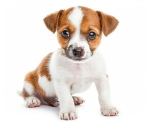 Little Dog. Funny Jack Russell Terrier Isolated on White Background