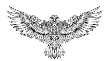 Obraz premium Abstract eagle mandala illustration design for coloring book