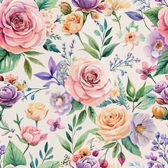 Bright and Light Colored Seamless Floral Pattern for Fabric and Wallpaper