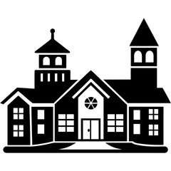 School buildings icon vector silhouette illustration.