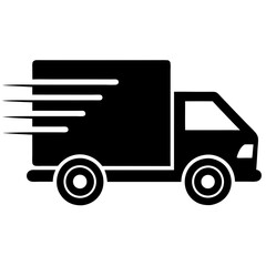 Fast shipping delivery truck icon silhouette vector illustration.