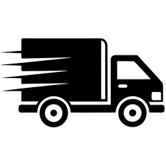 Fast shipping delivery truck icon silhouette vector illustration.