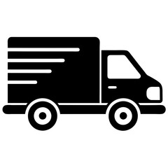 Fast shipping delivery truck icon silhouette vector illustration.