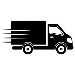 Fast shipping delivery truck icon silhouette vector illustration.