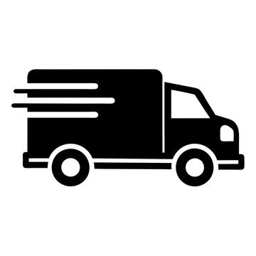 recommend clip art: Fast shipping delivery truck icon silhouette vector illustration.