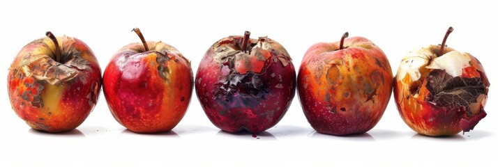 Decay. Five Apples Showing Various Stages of Ageing and Decay