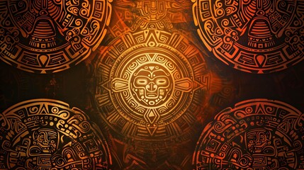 Naklejka premium Background with Mayan patterns, concept of culture and history