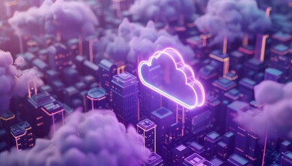 Data cloud Servers and Supercomputers with Cloud Storage. Internet Artificial intelligence. Technology web background.