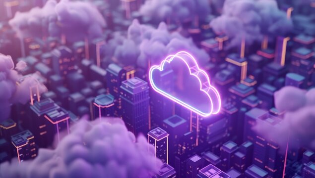 Data cloud Servers and Supercomputers with Cloud Storage. Internet Artificial intelligence. Technology web background.