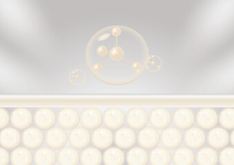 Skin cosmetic serum oil. Moisturizes the skin with collagen molecules. 3d vector illustration.